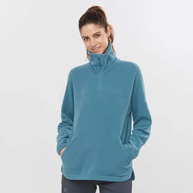 Dámské Mikiny Salomon Essential Cosy Fleece Tyrkysové | CZ 69ZWSON